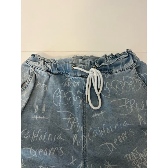 Gemma Rae Paper Bag Elastic Waist Chalk Art Graffiti Jeans Size 7 / 28 Pull On - Picture 4 of 11